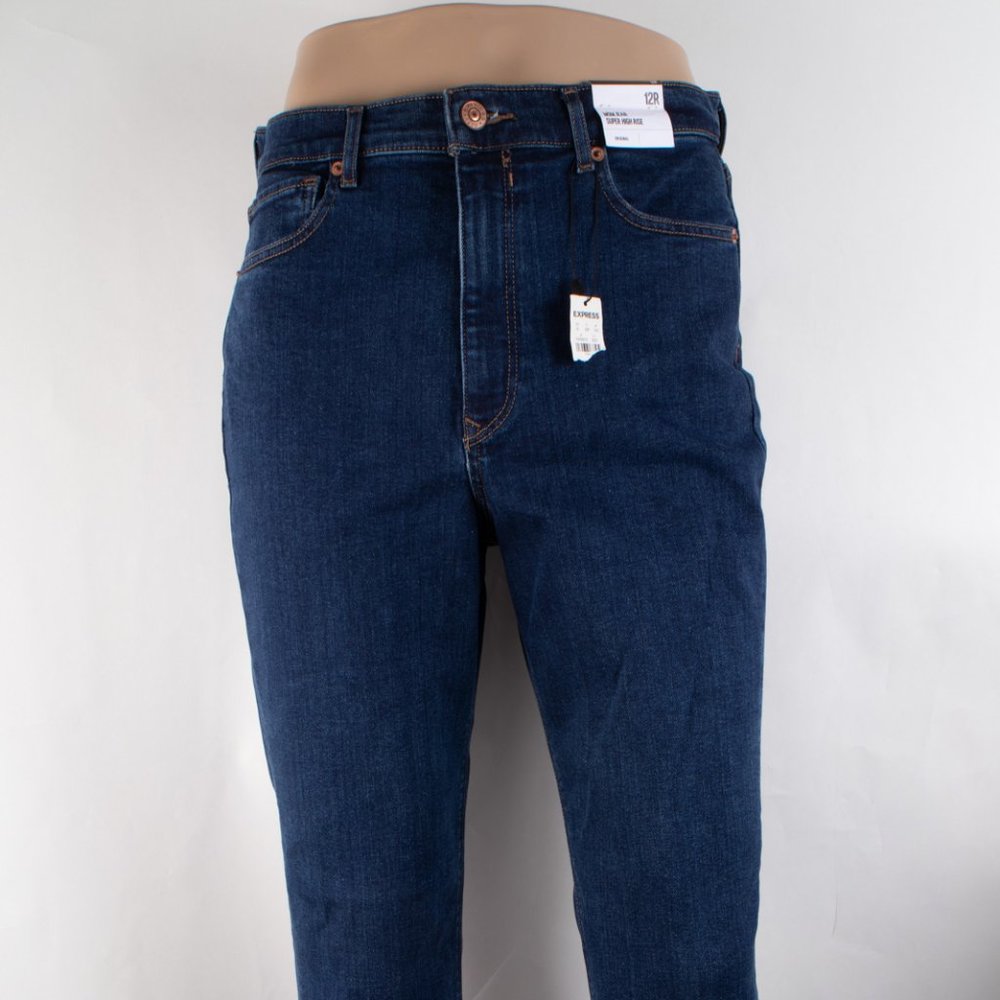 Express Mom Jean Super High Rise 12r (31 X 26) Women's Denim Jeans Dark Wash